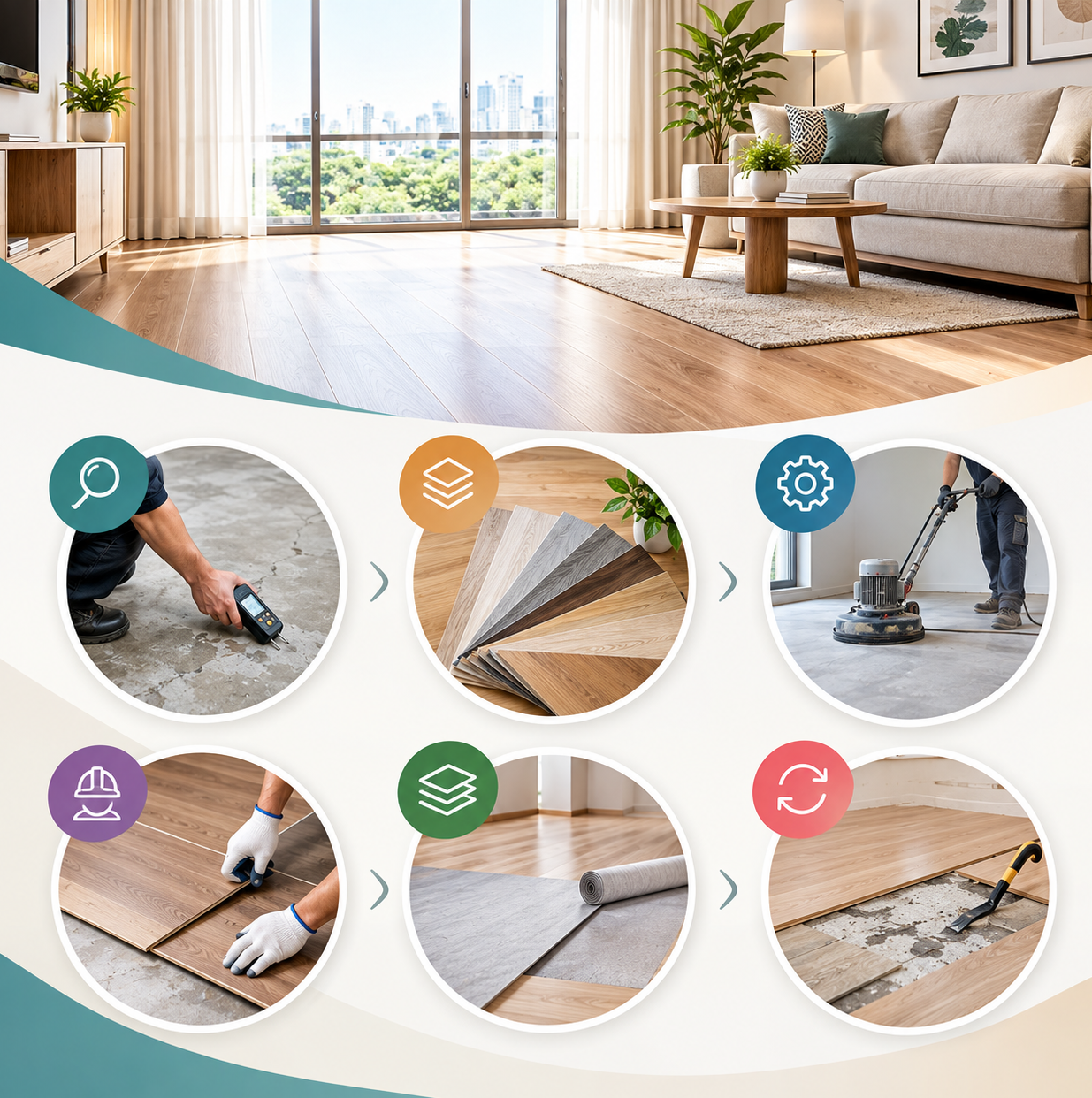 Professional flooring installation in a modern Singapore home